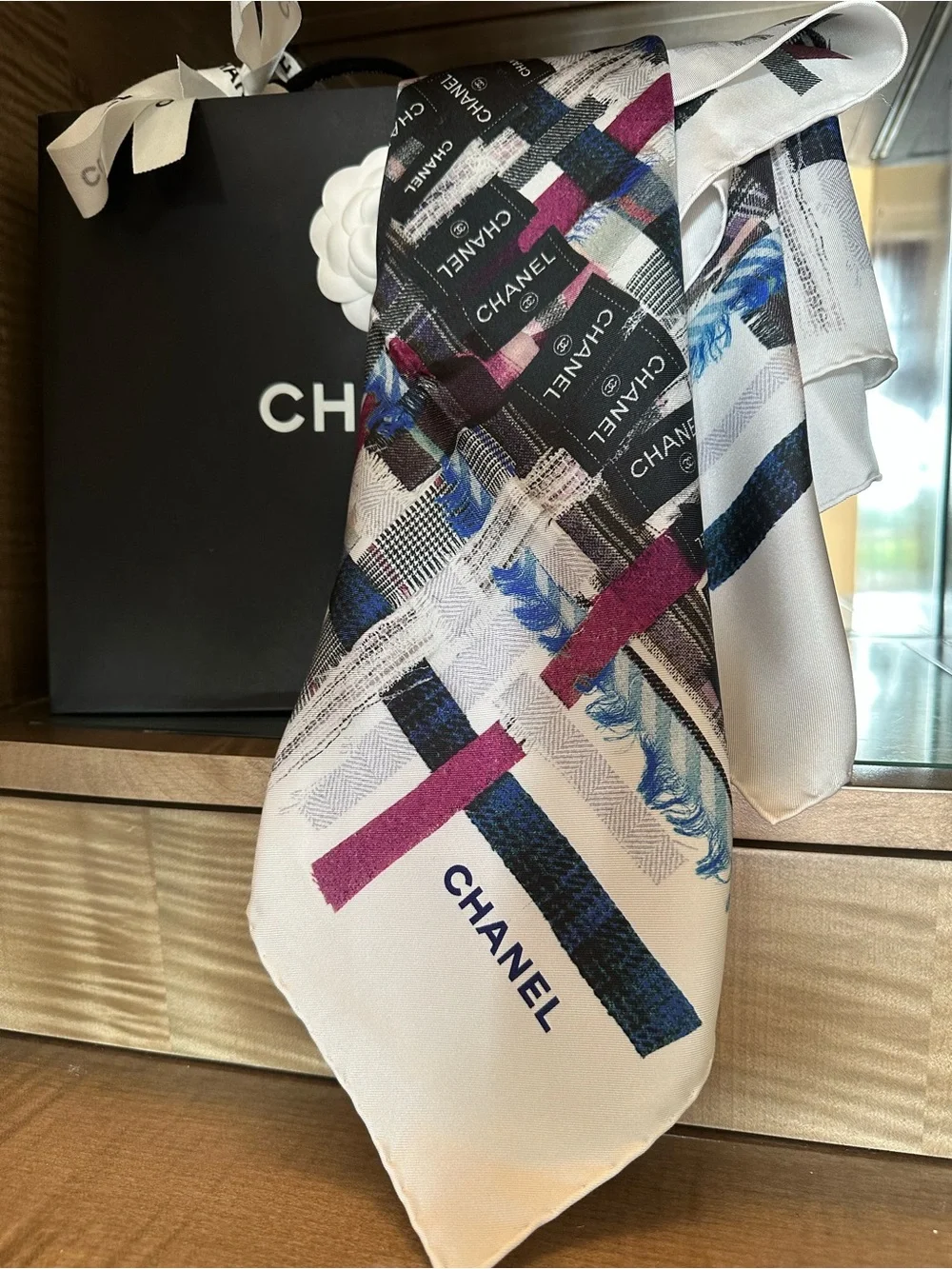 CHANEL Silk Scarf Luxury Gift! Bag, Box, & Bow Included!